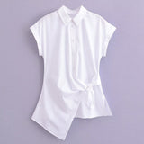New Spring Poplin Waist Shows Thin Lace Fashion Shirt 9479048-Outfit