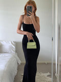 Strap Bodycon Rib Maxi Dress-Outfit
