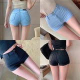 Waisted Denim Shorts Women Solid Split Short Jeans Summer Slim Mini Shorts Feminino Ropa De