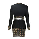 Hot Gold Button-Up Plus-Color Short Coat + Short Skirt Set Fashion Casual