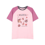 Cottage Strawberry Raglan Sleeve Oversized Tee-Outfit
