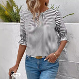 Hot Style 2024 Ebay New Fashion Blue Stripe Button Design Shirt Top-Outfit