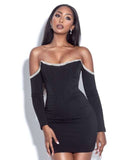 Sleeve Off The Shoulder Vestidos Party Black