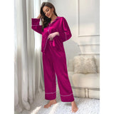 Fongt Silk Pajamas Lady Autumn And Winter Long-Sleeve Pajama Pants Home Suit Can Be Worn Outside-Outfit