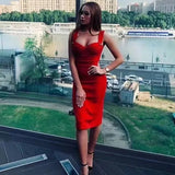 Sleeveless Spaghetti Strap Red Club Celebrity Evening Party