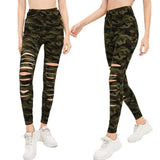 Skinny Camouflage Printed Ripped Stretch