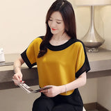 Fongt Cover The Belly Chiffon Shirt Female Summer New Foreign Style Bat Short Sleeve Loose Show Thin Bottom Jacket-Outfit