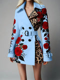 Fongt New Fashion Temperament Print Collar Coat Women's Clothing