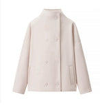Fongt Women's Clothing INS Burst Double Buckle Solid Color This Sub-Quilt Collar Loose This Short