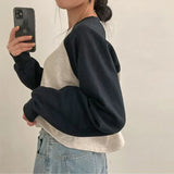 Raglan Contrast Color Long Sleeve Tee-Outfit