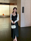 Fongt Xixi 13 Lines 2025 Spring And Summer New French Retro Collar Temperament Pearl Hanging Joint Dress 8600