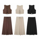 New Textured Vest 8338772 Long Skirt 4764409-Outfit