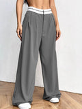 Fongt Commuting Coloring Belt Broad-Legged Suit Pants
