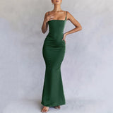 Green Elegant Mermaid Prom Dress Spaghetti Strap Bodycon Celebrity Evening Dress Formal Occasion Dresses Summer 2023-Outfit