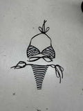 Fongt Style Sexy Striped Bikini Set Hottie Hanging Neck Vest + Shorts Two Sets