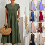 Fongt Solid Color Sleeveless Loose Cotton Into Pocket
