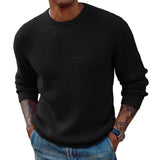 Fongt Solid Color Round Neck Sweater Jumper Sweater Men's Long Sleeve Jumper Sweater