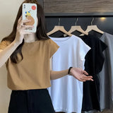 Fongt Sense Small Flying Sleeve T-Shirt Women's Summer 2024 New Loose Shirt Short-Sleeved Student Jacket