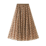 Fongt Swing Splicing Yarn Dress Lint Lint Half Dress Woman 2025 Spring Splicing Mesh Yarn Skirt 1828