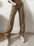 Pocket Detail Straight Cargo Jeans-Outfit