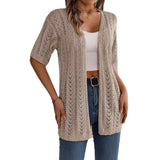 Wind Shooting 2025 Summer Hollow Short-Sleeved Knitted Cardigan Holiday Sunscreen Shirt Women's