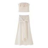 Fongt For Women's Clothing INS Burst Flower Decoration Top + Half-Dress Suit