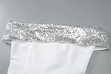 White Off-shoulder Sequin Strap Mini Dress-Outfit