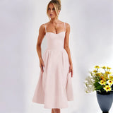 Fongt Women's 2026 Spring And Summer New Sexy Fashion Slings To Collect Waists Thin Back Dress