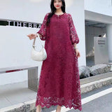 Fongt Lace Dress New French Retro Heavy Industry Hollow Hook Loose Thin Temperament Dress Dress