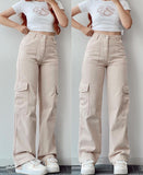 Street Style Straight Leg Cargo Pants-Outfit
