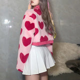 Fongt Autumn And Winter Women's New Fashion Heart Design Sense Loose Single Breasted Short Woolen Coat-Outfit