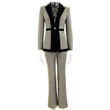 Fongt 2025 Hot Star Temperament Lyze Small Lattice Platter Trouser Suit Two Sets