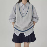 Fongt Girls Design A Sense Of Small Gentle And Comfortable Cold Literature Retro Wool-Blend Knitted Vest Vest