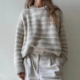 Women Basic Striped Sweaters O-neck Long Sleeve Cashmere Knitted Jumpers Female 2022 Autumn Winter Simple Lady Pullover