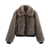 Fongt Women's Explosive Fashion Casual Crash-Colored Fur Jacket Jacket