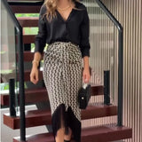 Fongt 2024 New Solid Color Temperament Shirt Jacket High-Waisted Skirt Two Sets Of Women-Outfit