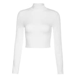 Fongt Summer Collar Sexy Women's Strap Open Back Long Sleeve Elastic Slim Shirt