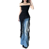 Fongt Summer Women's Solid Color Slim Street Fashion One-Word Collar Sleeveless Dress-Outfit