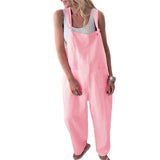 Rompers Casual Loose Jumpsuits Baggy Overalls With Pockets Solid Sleeveles Straps Bandage Harem Pants Basic Outfit
