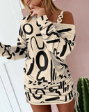 Independent Station 2023 Autumn And Winter New Fashionable Printed Long-Sleeved Dress In Stock-Outfit