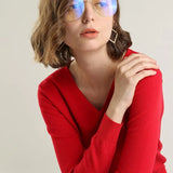 Sweater 2020 New V-neck Female Long-sleeved Knitted Pullover Jumper Pull Femme Clothes White Loose Thin Good