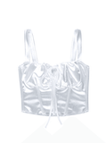 Tie Front Satin Corset Top-Outfit
