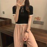 Spring New College Style Short Style Blouse POLO Collar Looks Thin And Cool With Age-Outfit