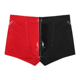 Fongt Men's PVC High Bright Lacquer Leather Shorts Sexy Leather Square Pants No Odor Size Accurate-Outfit
