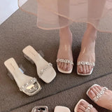 Fongt High And Cool Slippers Women Summer Wear High-End Sense 2025 New Transparent Coarse And Skirts Word Slippers