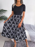 Wind Shooting Spring And Summer Leisure Leaves High Waist Hundred Folds Medium Long Dress Women's