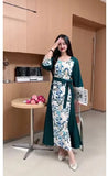 Minority Age-Reduced Printed Fairy Skirt 2024 New V-Neck Slim A-Shaped Dress For Spring And Summer-Outfit