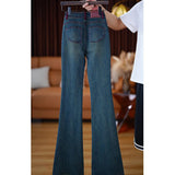 Fongt High-Waisted Micro-Tight Jeans Women's Spring And Autumn Pear-Shaped Body Narrow Version Of Slim Elastic Showing Thin Straight Trousers