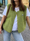 Fongt Short-Edose Vest 2025 New Casual Wind Loose Double Pocket Single Row Buckle Top