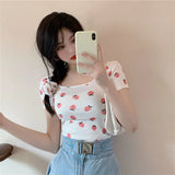 Fongt Cool Hot Girl Sexy Square Collar Short T-Shirt Female Summer Versatile Slim Slim Bottom Top Female Student